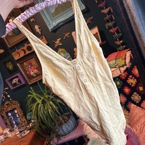 Free People butter yellow Bodysuit